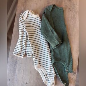 Carter's Green and Striped Bodysuit Set